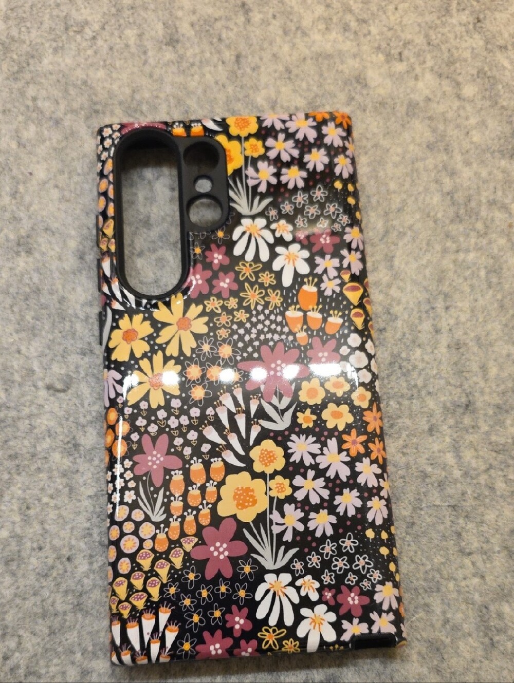 Protective Phone Case For Samsung Galaxy S23 - Black with Yellow & Pink Flowers